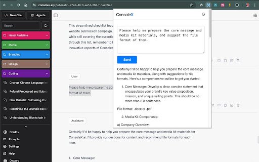 ConsoleX Instant AI Chat  from Chrome web store to be run with OffiDocs Chromium online