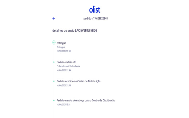 Consulta de rastreamento OLIST  from Chrome web store to be run with OffiDocs Chromium online