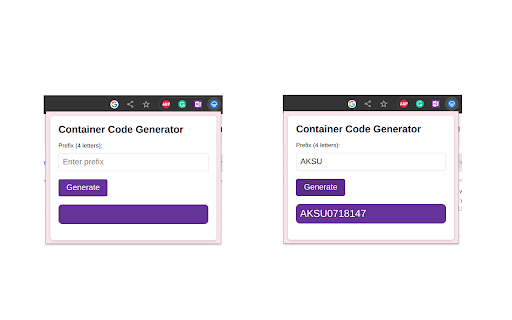 Container Code Generator  from Chrome web store to be run with OffiDocs Chromium online