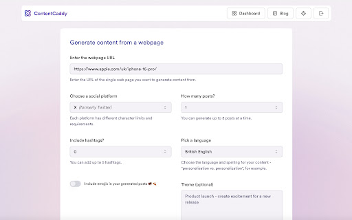Content Caddy Shortcut  from Chrome web store to be run with OffiDocs Chromium online