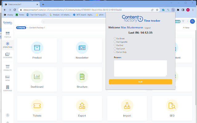 ContentFactory1 Zeiterfassung aus dem Chrome-Webshop zur Ausführung mit OffiDocs Chromium online