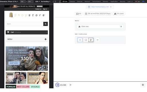 Contentsquare CS Live  from Chrome web store to be run with OffiDocs Chromium online