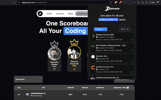 Contests by Digitomize  from Chrome web store to be run with OffiDocs Chromium online