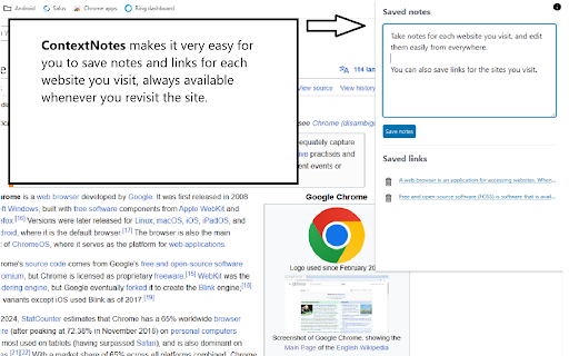 ContextNotes  from Chrome web store to be run with OffiDocs Chromium online