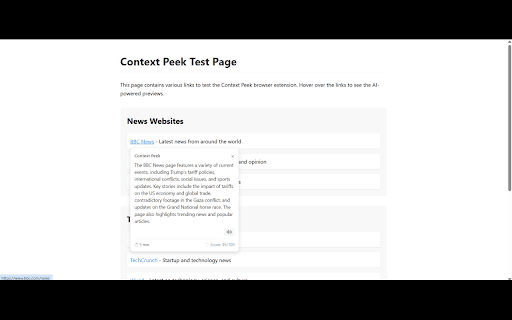 Context Peek  from Chrome web store to be run with OffiDocs Chromium online