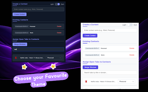 Context Switcher  from Chrome web store to be run with OffiDocs Chromium online