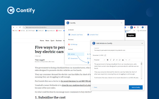 Contify Capture  from Chrome web store to be run with OffiDocs Chromium online
