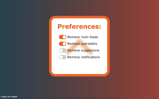 Control for Reddit  from Chrome web store to be run with OffiDocs Chromium online