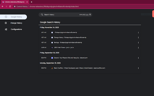 Control History  from Chrome web store to be run with OffiDocs Chromium online