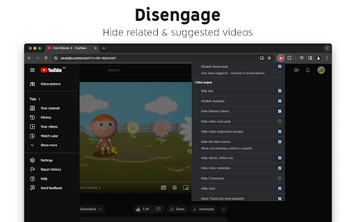 Control Panel for YouTube  from Chrome web store to be run with OffiDocs Chromium online