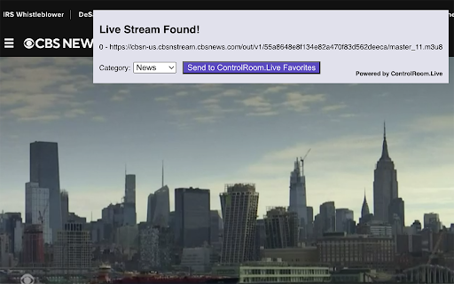 ControlRoom.Live Stream Finder M3U8  from Chrome web store to be run with OffiDocs Chromium online