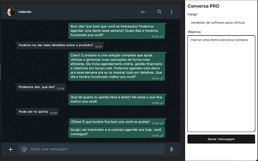 Conversa PRO  from Chrome web store to be run with OffiDocs Chromium online