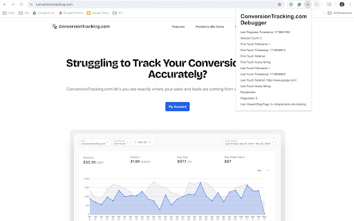 ConversionTracking.com Debugger  from Chrome web store to be run with OffiDocs Chromium online