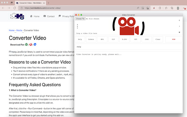 Converter Video  from Chrome web store to be run with OffiDocs Chromium online