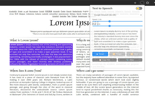 Convert Highlighted Text to Speech  from Chrome web store to be run with OffiDocs Chromium online