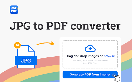 Convert JPG to PDF  from Chrome web store to be run with OffiDocs Chromium online