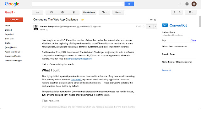 ConvertKit Gmail Extension  from Chrome web store to be run with OffiDocs Chromium online