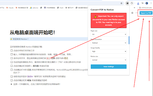 Convert PDF to Notion  from Chrome web store to be run with OffiDocs Chromium online