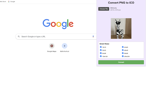 Convert PNG to ICO  from Chrome web store to be run with OffiDocs Chromium online