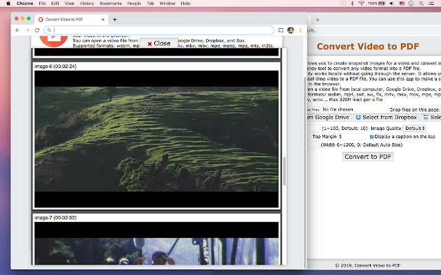 Convert Video to PDF  from Chrome web store to be run with OffiDocs Chromium online
