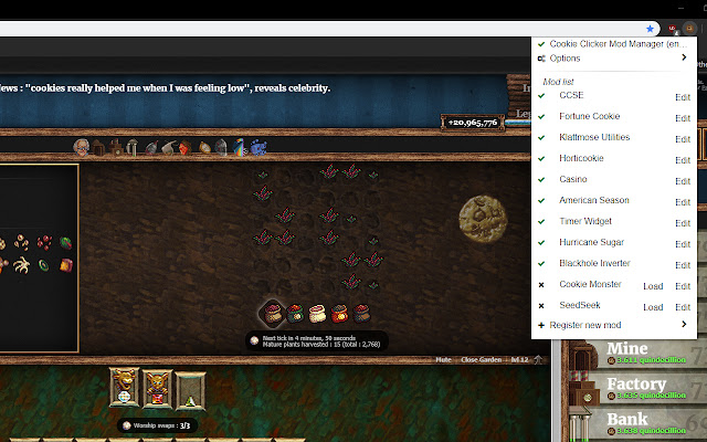 Cookie Clicker Mod Manager  from Chrome web store to be run with OffiDocs Chromium online
