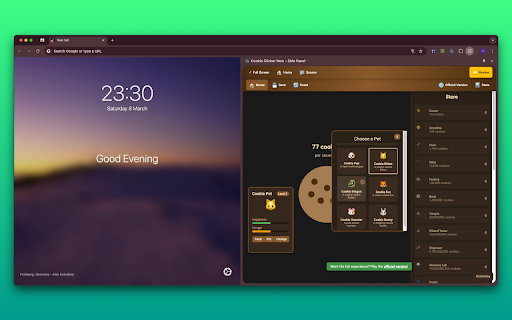 Cookie Clicker New Side Panel  from Chrome web store to be run with OffiDocs Chromium online