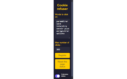 Cookie Refuser  from Chrome web store to be run with OffiDocs Chromium online
