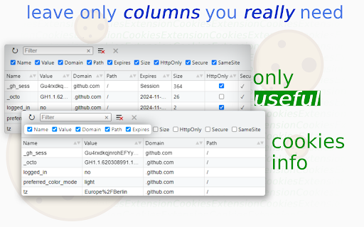 Cookies Extension for Devtools  from Chrome web store to be run with OffiDocs Chromium online