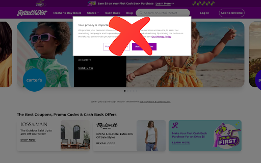 Cookie warning blocker  from Chrome web store to be run with OffiDocs Chromium online