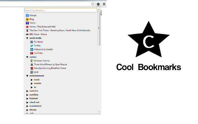 Cool Bookmarks  from Chrome web store to be run with OffiDocs Chromium online