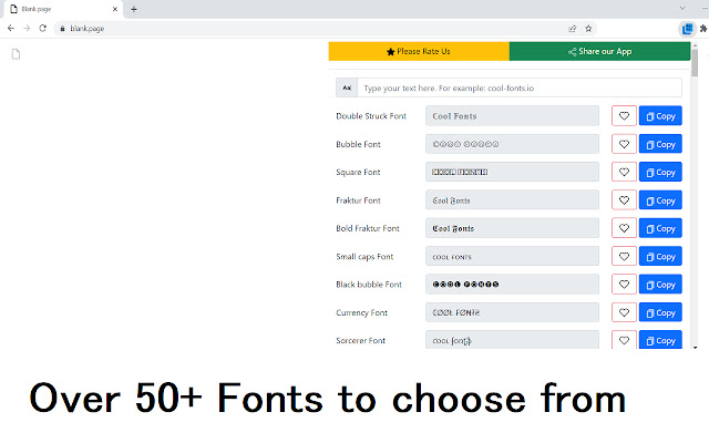Cool Fonts  from Chrome web store to be run with OffiDocs Chromium online