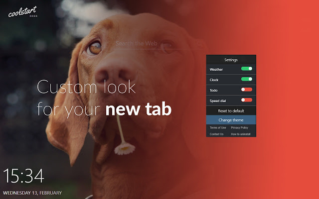 CoolStart Custom New Tab Page  from Chrome web store to be run with OffiDocs Chromium online