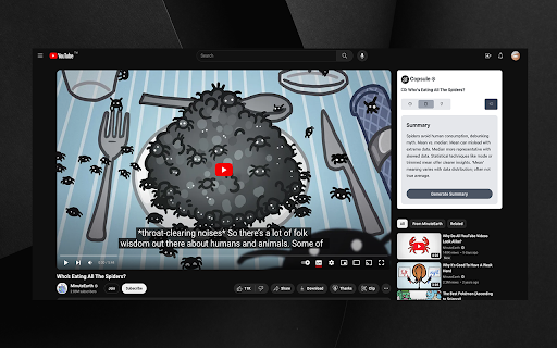 Copsule ChatGPT Youtube Summary  from Chrome web store to be run with OffiDocs Chromium online