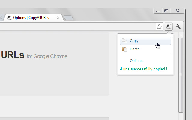 Copy All Urls  from Chrome web store to be run with OffiDocs Chromium online