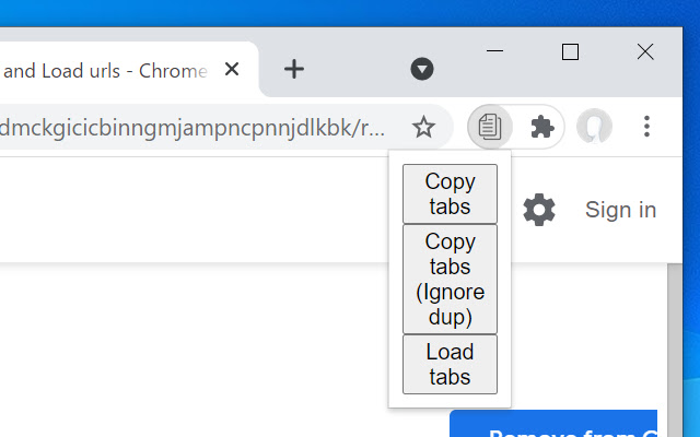 Copy and Load urls  from Chrome web store to be run with OffiDocs Chromium online