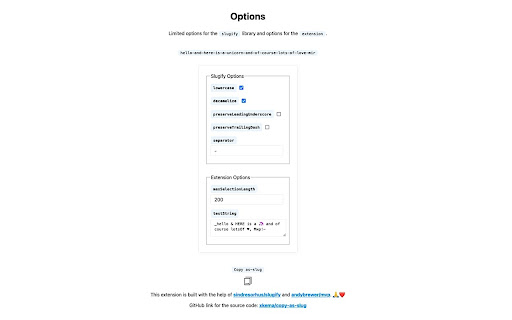 Copy as slug  from Chrome web store to be run with OffiDocs Chromium online