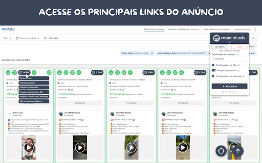 Copycat Ads AdSpy da Biblioteca de Anúncios  from Chrome web store to be run with OffiDocs Chromium online