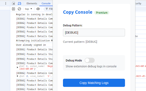 Copy Console  from Chrome web store to be run with OffiDocs Chromium online