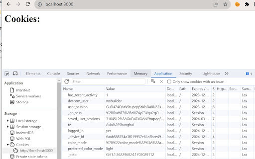 Copy cookies to localhost  from Chrome web store to be run with OffiDocs Chromium online
