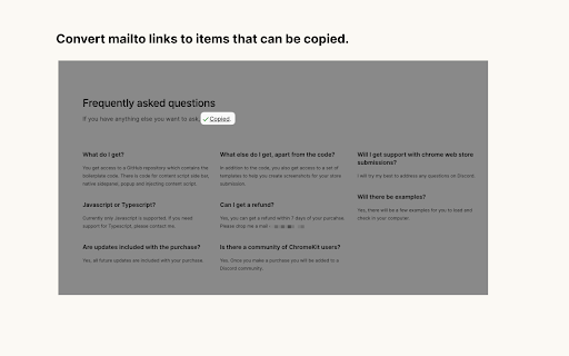 Copy mailto email  from Chrome web store to be run with OffiDocs Chromium online