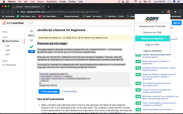 Copy Markup Markdown  from Chrome web store to be run with OffiDocs Chromium online
