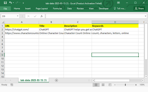 Copy Open Tab URLs and Meta Data  from Chrome web store to be run with OffiDocs Chromium online