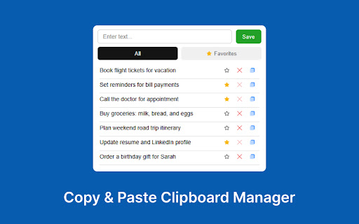 Copy  Paste Clipboard Manager  from Chrome web store to be run with OffiDocs Chromium online