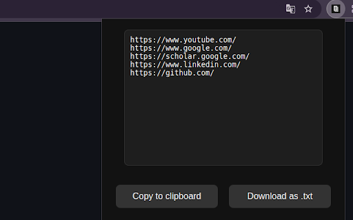 Copy Tab URLs  from Chrome web store to be run with OffiDocs Chromium online