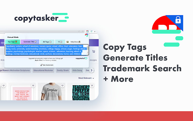 Copy Tags Redbubble Keywords Title Copytasker  from Chrome web store to be run with OffiDocs Chromium online