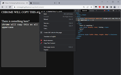 Copy Text Content  from Chrome web store to be run with OffiDocs Chromium online