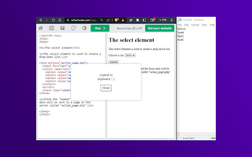 Copy Text from HTML Extension  from Chrome web store to be run with OffiDocs Chromium online