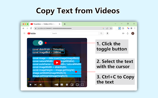Copy Text from Videos from Chrome web store to be run with OffiDocs Chromium online Copy Text from Videos from Chrome web store to be run with OffiDocs Chromium online
