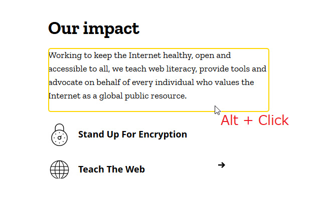 Copy text with Alt Click  from Chrome web store to be run with OffiDocs Chromium online