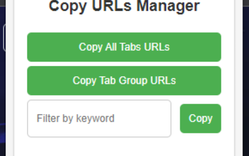 Copy URLs Manager  from Chrome web store to be run with OffiDocs Chromium online